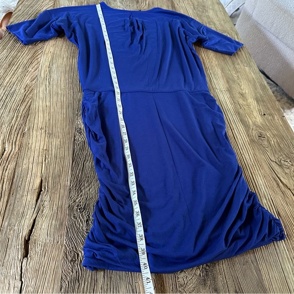 Athleta Womens Solstice Ruched Cowl Neck  Dress Sz M Modal Wool Stretch Sapphire - Picture 8 of 11